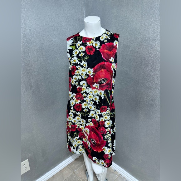 Dolce & Gabbana Dresses & Skirts - Dolce & Gabbana Black Dress with Red and White Floral Design